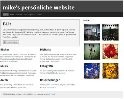 Screenshot der Seiten im neuen Design